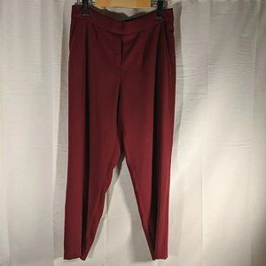 Babaton Red Berry Burgundy Slacks Dress Pants Vegan Silk Triacetate Women's 6